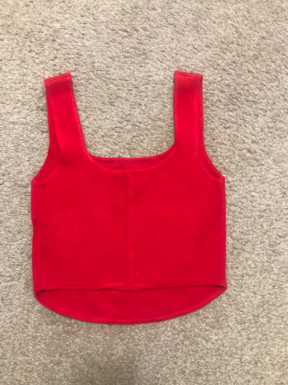 HOUSE OF HARLOW 1960 Red Wide Strap Crop Round Hem Square-Neck Knit Top small - Picture 2 of 5